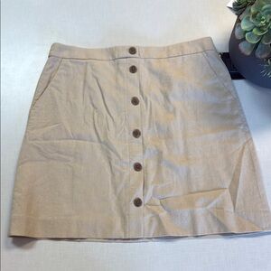 J. Crew Factory Beige Button-Front A-Line Skirt